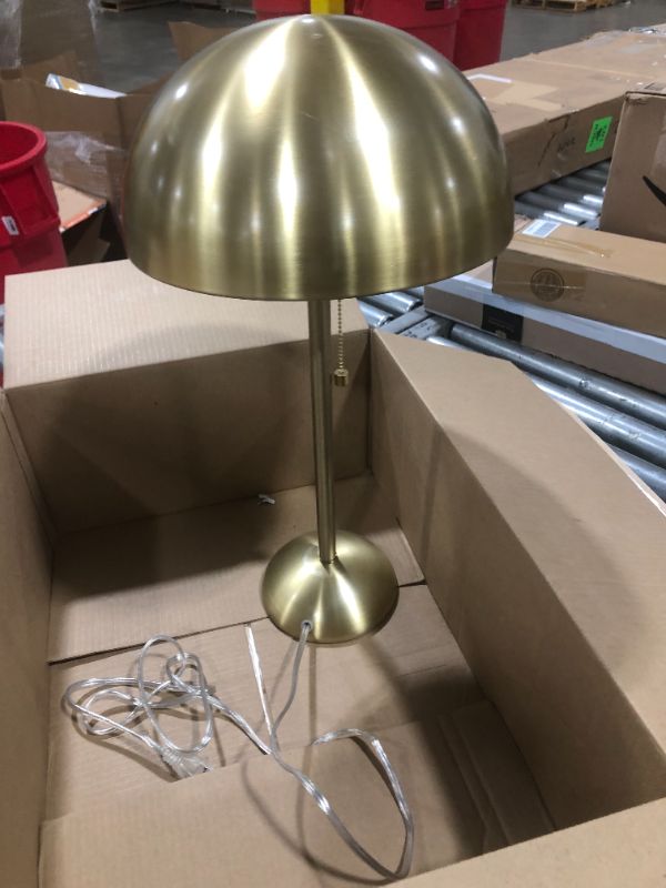 Photo 2 of Globe Electric 12976 Haydel 21" 2-Light Table Lamp, Matte Brass, Double On/Off Pull Chain
