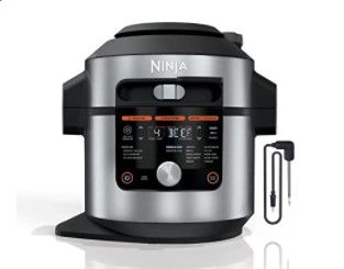 Photo 1 of Ninja OL701 Foodi SMART XL 8 Qt. Pressure Cooker Steam Fryer with SmartLid & Thermometer + Auto-Steam Release, 14-in-1 that Air Fries, Bakes & More, 3-Layer Capacity, 5 Qt. Crisp Basket, Silver/Black
