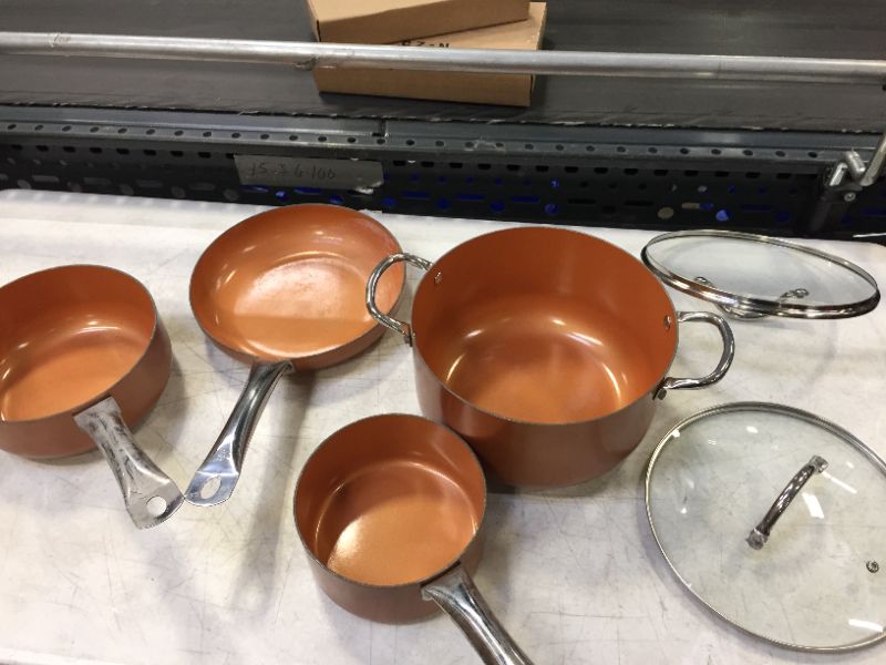 Photo 1 of 2 PIECE ORANGE PANS & 2 PIECE ORANGE POTS