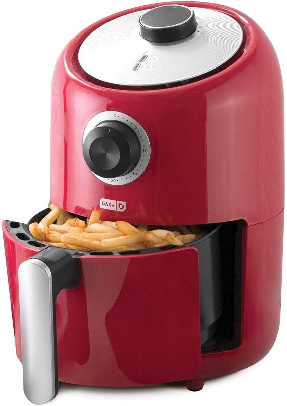 Photo 1 of Dash Compact Air Fryer Oven Cooker with Temperature Control, Non-stick Fry Basket, Recipe Guide + Auto Shut off Feature, 2 Quart - Red