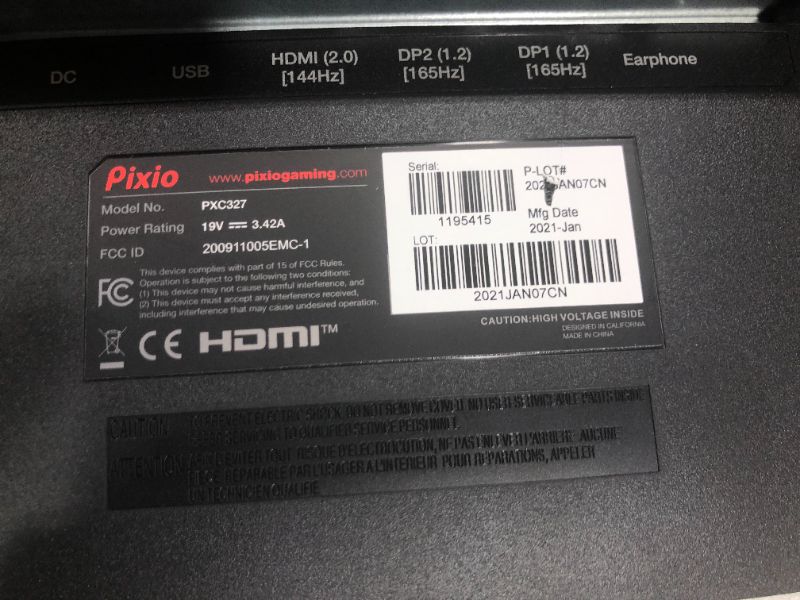 Photo 2 of Pixio PXC327 Crmntr Pixio 31.5" 2k 165hz Pxc327
