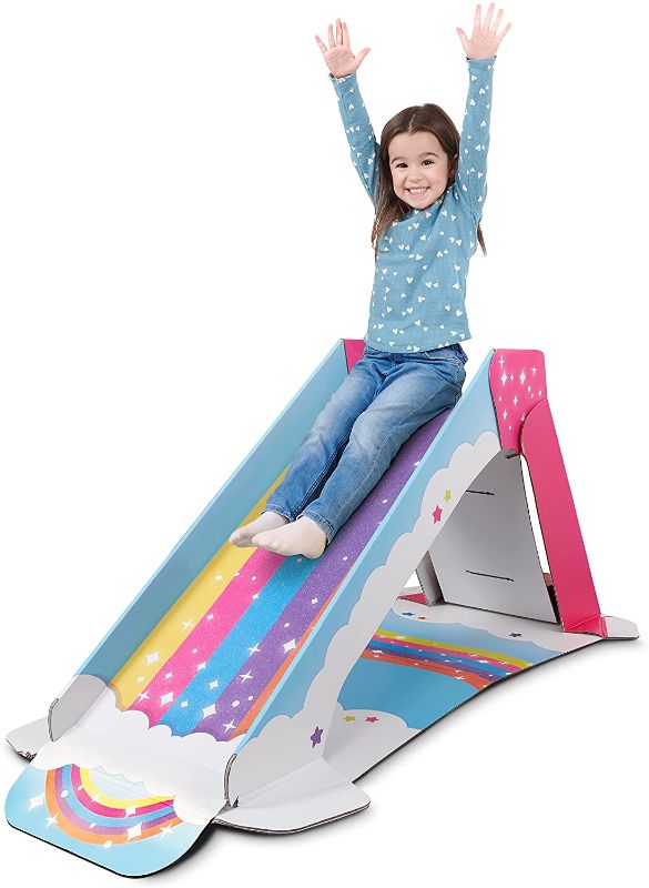 Photo 1 of WowWee Kids Slide Indoor – Playground for Toddlers – StrongFold Technology Cardboard Toddler Slide by Pop2Play (Rainbow)
