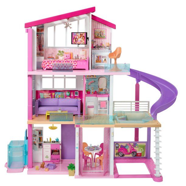 Photo 1 of Mattel Barbie Dreamhouse Playset New Elevator Plastic Dollhouse, Pink (GNH53), OPEN BOX, SOME COMPONENTS OPENED BUT STICKERS AND PIECES UNUSED
