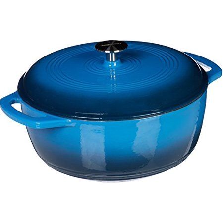 Photo 1 of Basics Enameled Cast Iron Covered Dutch Oven, 7.3-Quart, Blue