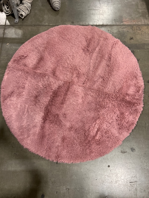 Photo 1 of 62x58 round fuzzy pink area rug 