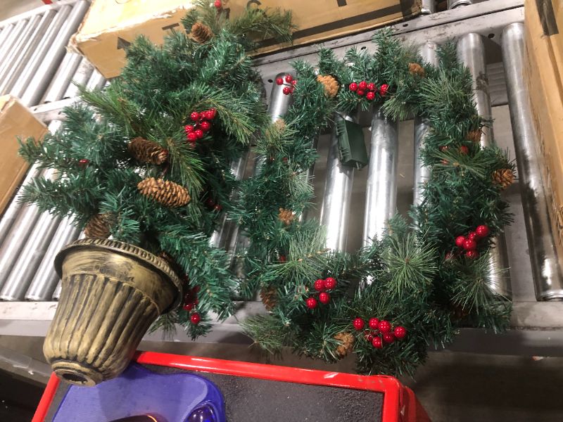 Photo 2 of Christmas tree decorations - small trees with bronze pedestal and garland 