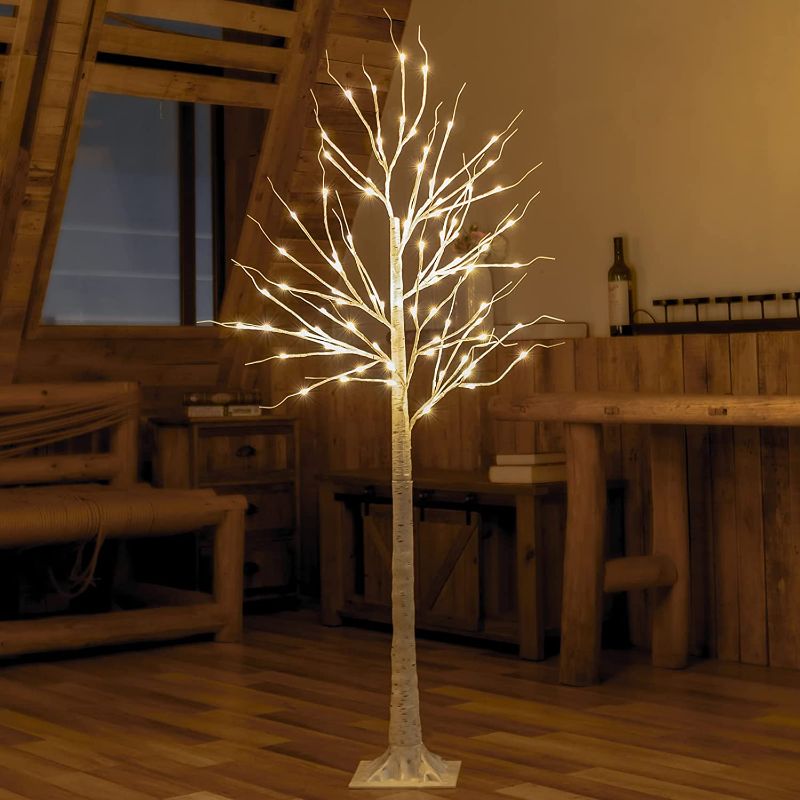 Photo 1 of 5Ft Lighted Birch Tree,84Led Warm Wisdom White Twig Artificial Branches Tree Lamp prelit Tree,Remote Dimmable 8 Flashing Modes,LED Tree with Lights Decoration for Home Indoor Outdoor…
