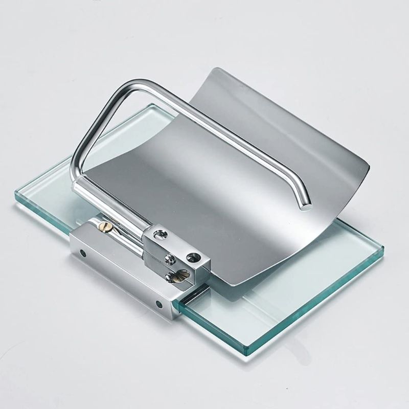 Photo 2 of Great St. DGF Copper Toilet Paper Holder Glass Shelf Paper Towel Holder Toilet Paper Tray Bathroom Waterproof Paper Holder Stainless Steel
