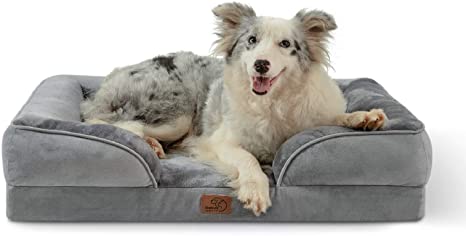 Photo 1 of Bedsure Orthopedic Dog Bed, Bolster Dog Beds for Dogs - Foam Sofa with Removable Washable Cover, Waterproof Lining and Nonskid Bottom Couch, Large
