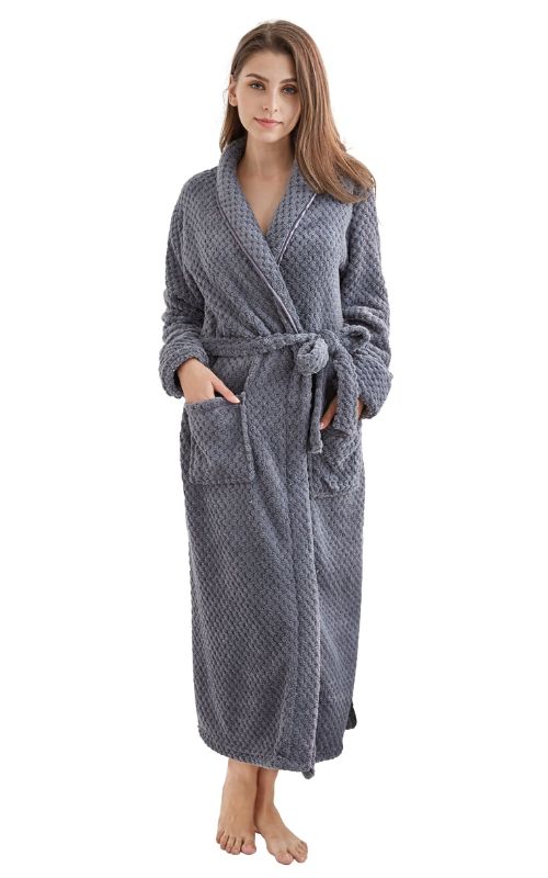 Photo 1 of Tony & Candice Women's Fleece Bathrobe Long Shawl Collar Plush Robe, Large