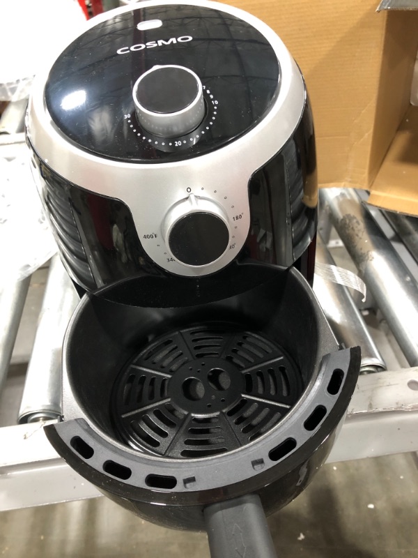 Photo 2 of Cosmo Air Fryer COS-23AFAKB 2.3 Quart Electric Airfryer with Temperature Control, Timer, Non-Stick Fry Basket, Auto Shut off Feature 1000W in Black
