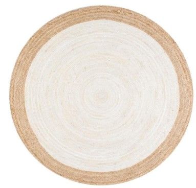 Photo 1 of Elanora Farmhouse Bordered Jute White 4 ft. Round Rug
