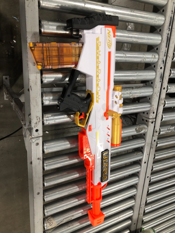 Photo 2 of NERF Ultra Pharaoh Blaster with Premium Gold Accents, 10-Dart Clip, 10 Ultra Darts, Bolt Action, Compatible Only Ultra Darts
