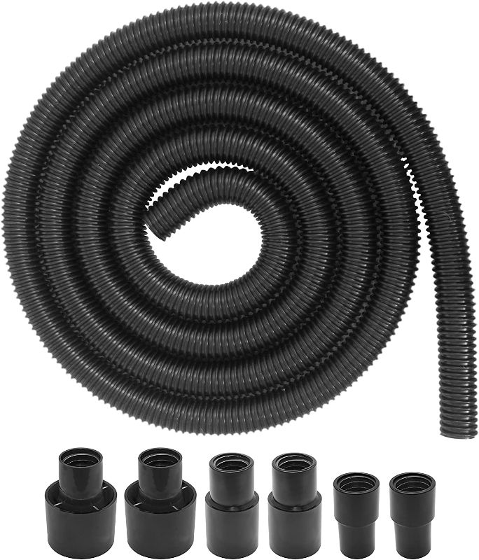 Photo 1 of 10 Foot Long Dust Collection Power Tool Hose Kit with 6 Threaded Fittings/Attachments for Multiple Types/Brands of Power Tools and Work Shop Vacuums
