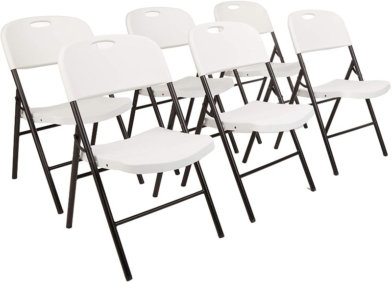 Photo 1 of Amazon Basics Folding Plastic Chair, 350-Pound Capacity, White, 6-Pack
