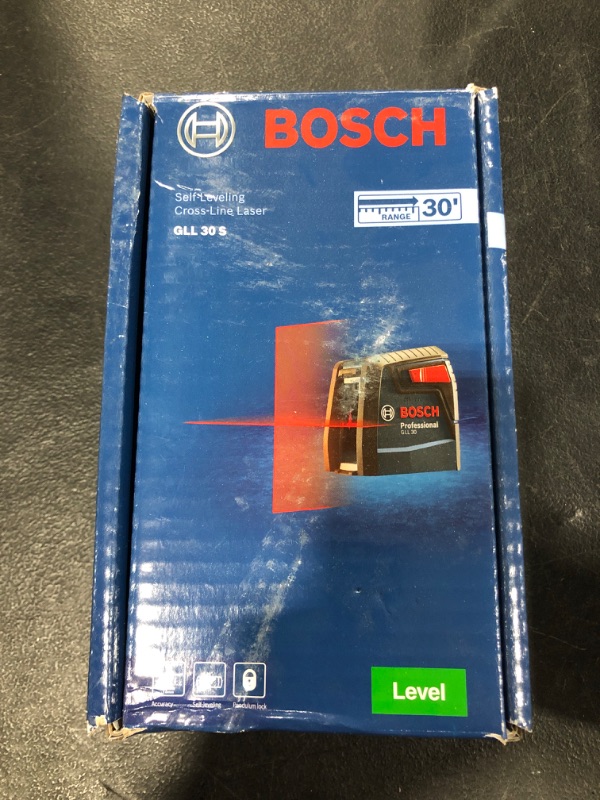 Photo 2 of BOSCH GLL30 30ft Cross-Line Laser Level Self-Leveling with 360 Degree Flexible Mounting Device and Carrying Pouch
