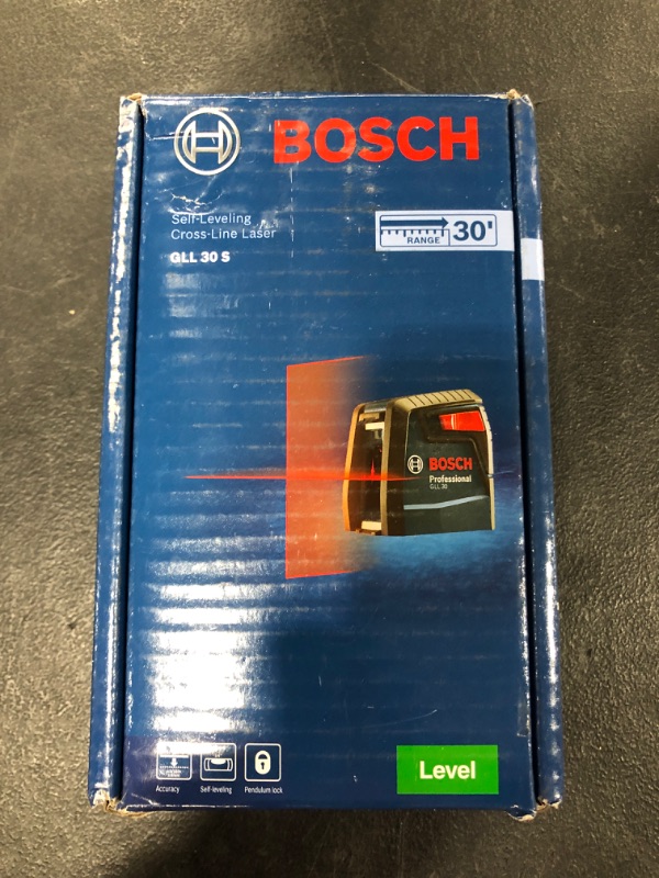 Photo 2 of BOSCH GLL30 30ft Cross-Line Laser Level Self-Leveling with 360 Degree Flexible Mounting Device and Carrying Pouch
