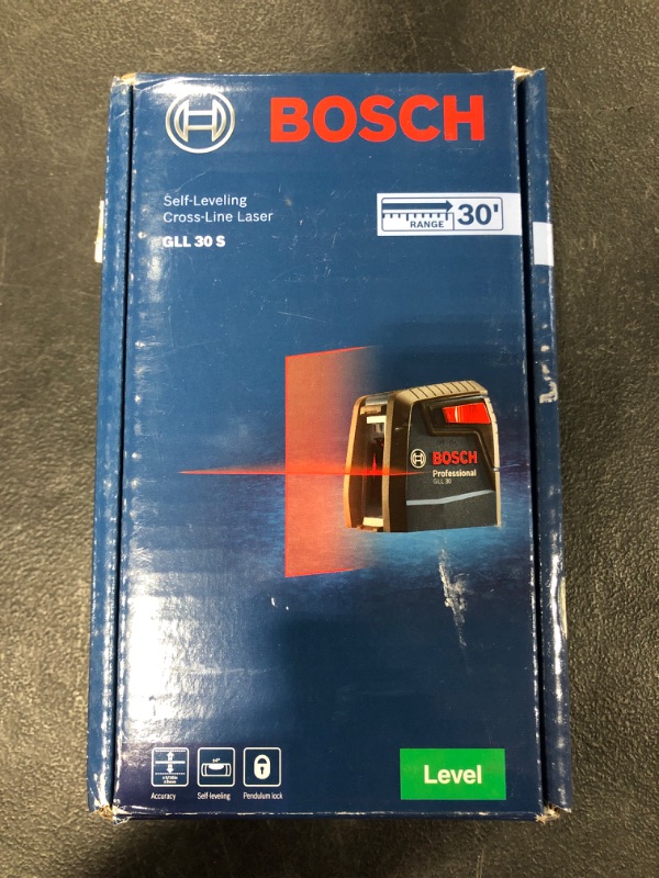 Photo 2 of BOSCH GLL30 30ft Cross-Line Laser Level Self-Leveling with 360 Degree Flexible Mounting Device and Carrying Pouch
