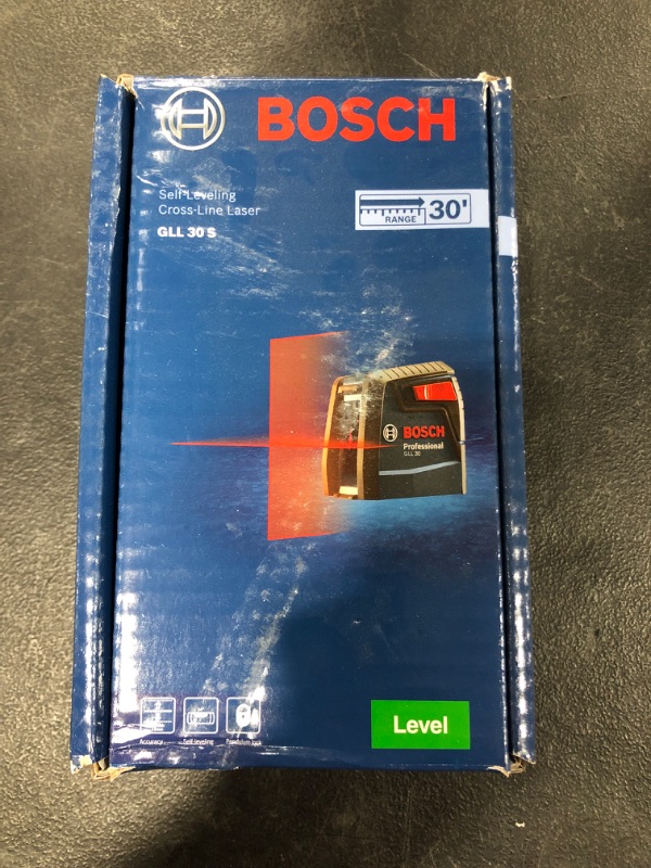 Photo 2 of BOSCH GLL30 30ft Cross-Line Laser Level Self-Leveling with 360 Degree Flexible Mounting Device and Carrying Pouch
