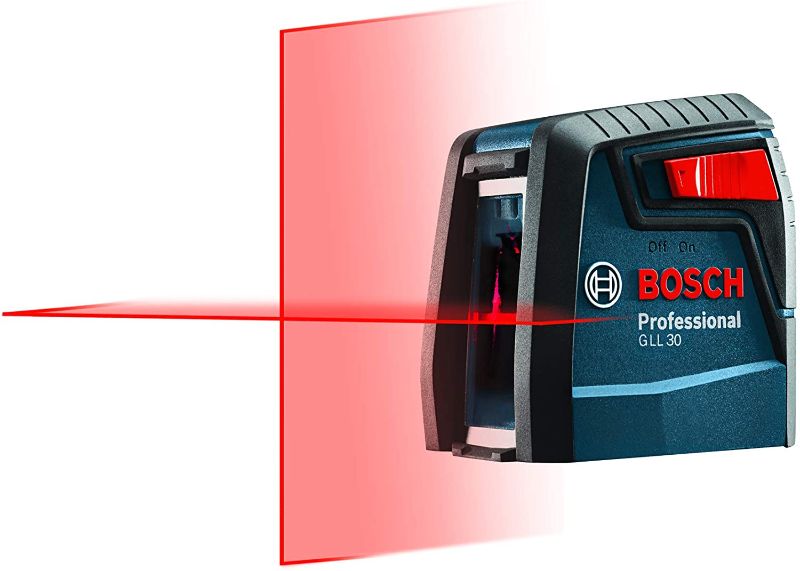 Photo 1 of BOSCH GLL30 30ft Cross-Line Laser Level Self-Leveling with 360 Degree Flexible Mounting Device and Carrying Pouch
