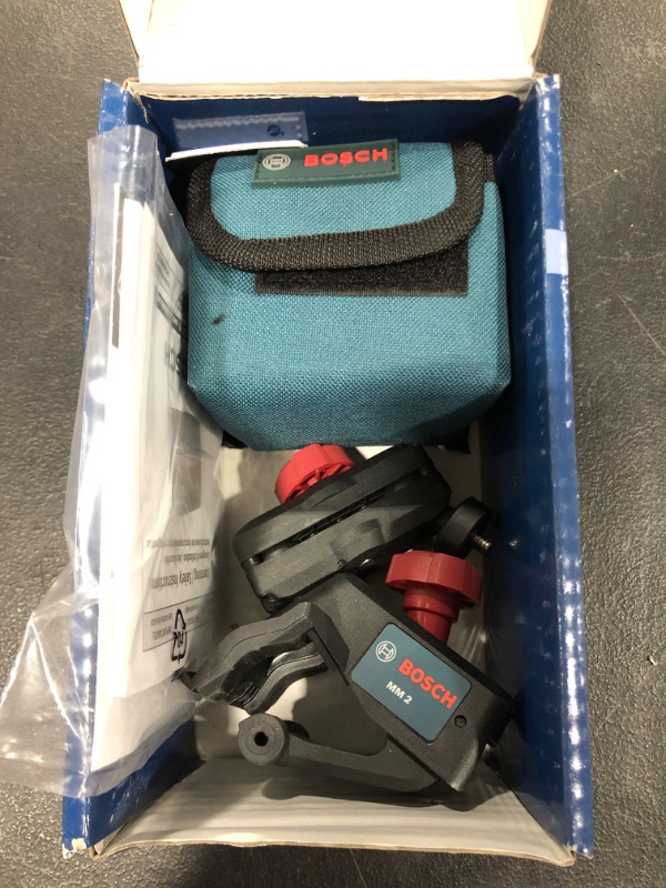 Photo 3 of BOSCH GLL30 30ft Cross-Line Laser Level Self-Leveling with 360 Degree Flexible Mounting Device and Carrying Pouch
