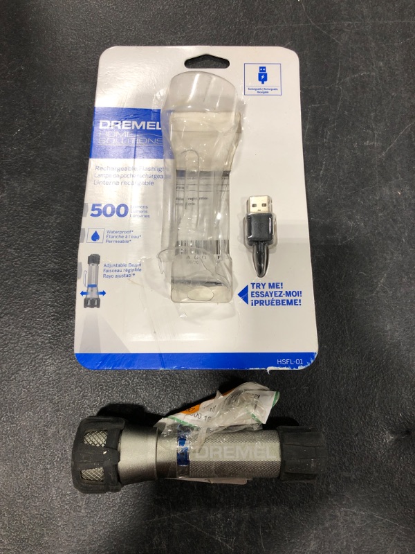 Photo 1 of DREMEL Home Solutions 500 Lumen Rechargeable Flashlight. HSFL-01. USED CONDITION.