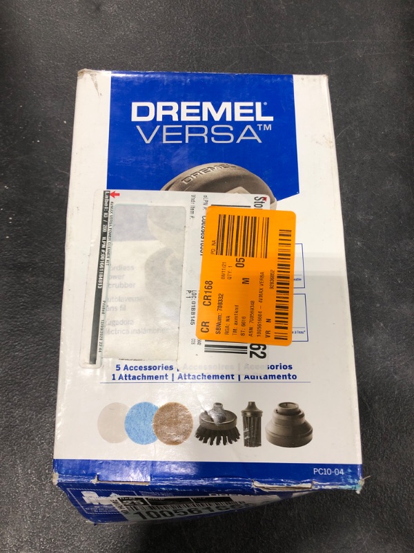 Photo 2 of Dremel Versa Cleaning Tool- Grout Brush- Bathroom Shower Scrub- Kitchen & Bathtub Cleaner- Power Scrubber for Tile, Pans, Stoves, Tubs, Sinks Auto, & Grills- PC10-02
MISSING ACCESSORIES.