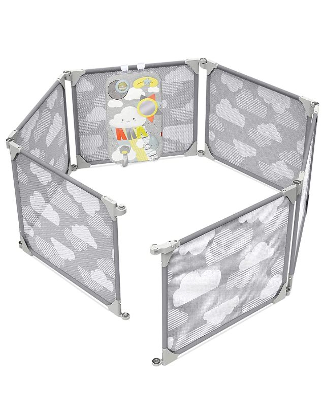 Photo 1 of Skip Hop Expandable Baby Gate, Playview Enclosure, Silver Lining Cloud
