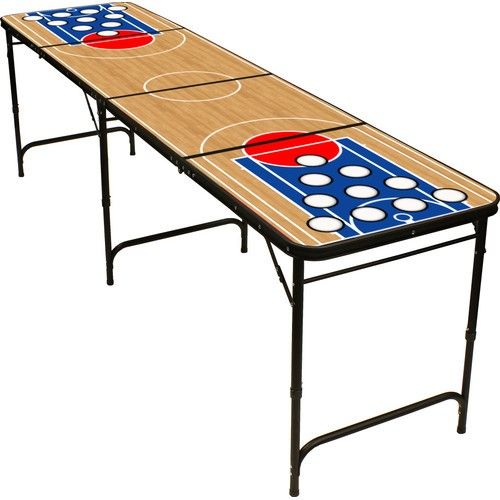 Photo 1 of 8' Folding Beer Pong Table with Bottle Opener, Ball Rack and 6 Pong Balls - Basketball Design - by Red Cup Pong
