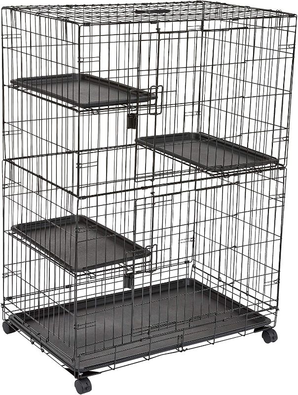 Photo 1 of Amazon Basics Large Kennel, 3-Tier, Cat Cage Playpen Crate - 36 x 22 x 51 Inches, Black
