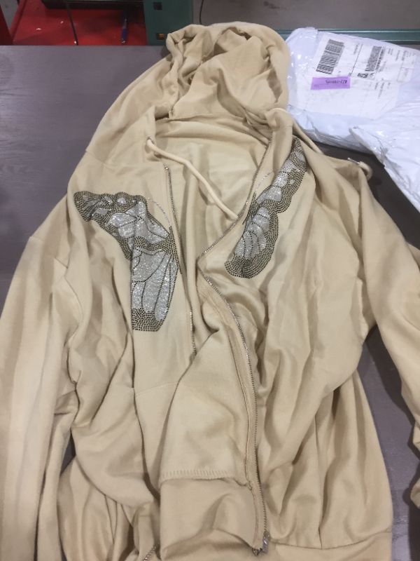 Photo 1 of Women's (L) Khaki Rhinestone Hoodie