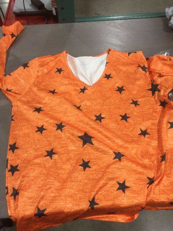 Photo 1 of Unisex 2XL Decorative Orange V Neck Shirt
