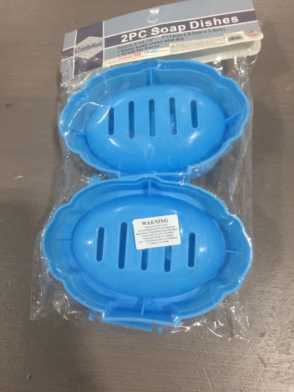 Photo 1 of 2pc Blue Soap Dishes w/lids