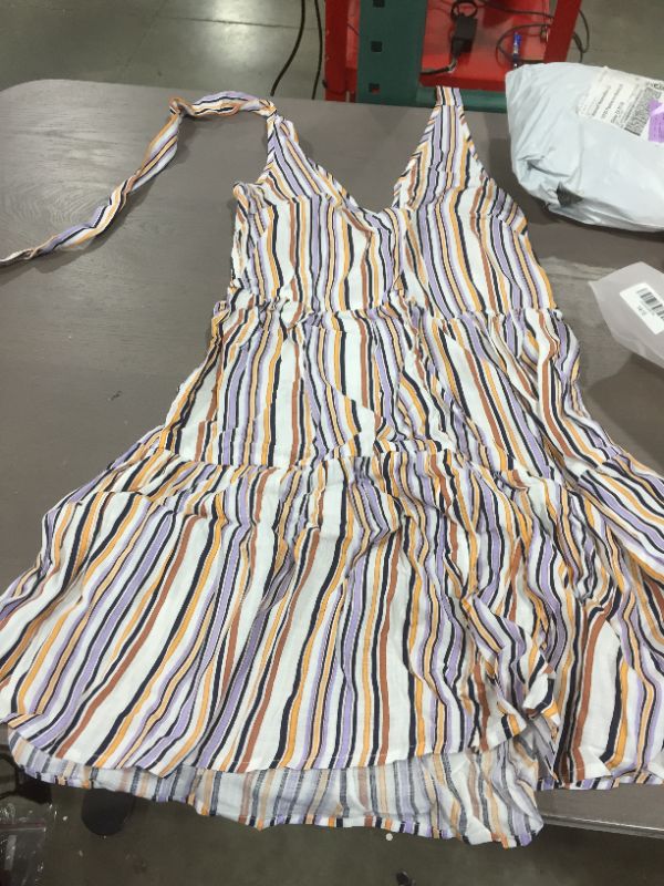 Photo 2 of Womens (S) Lacey Striped Ruffle Halter Dress
