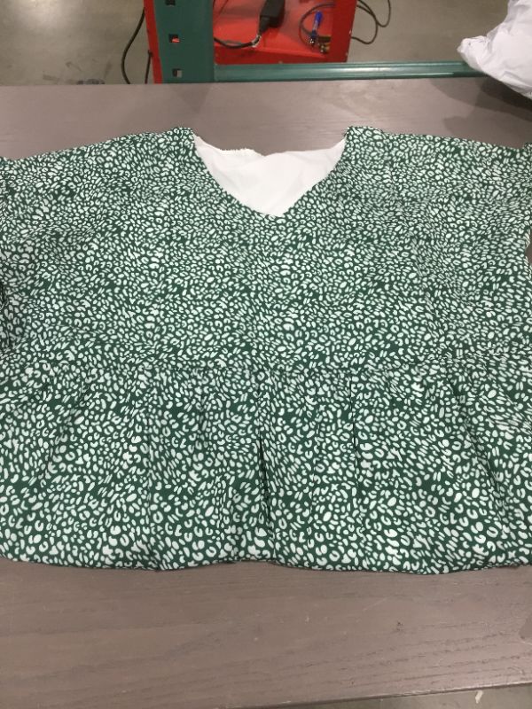 Photo 1 of Womens (3XL) Green Floral Open Neck Blouse