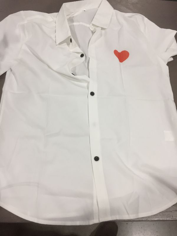 Photo 1 of Mens (M) White Heart On Chest Collared Shirt