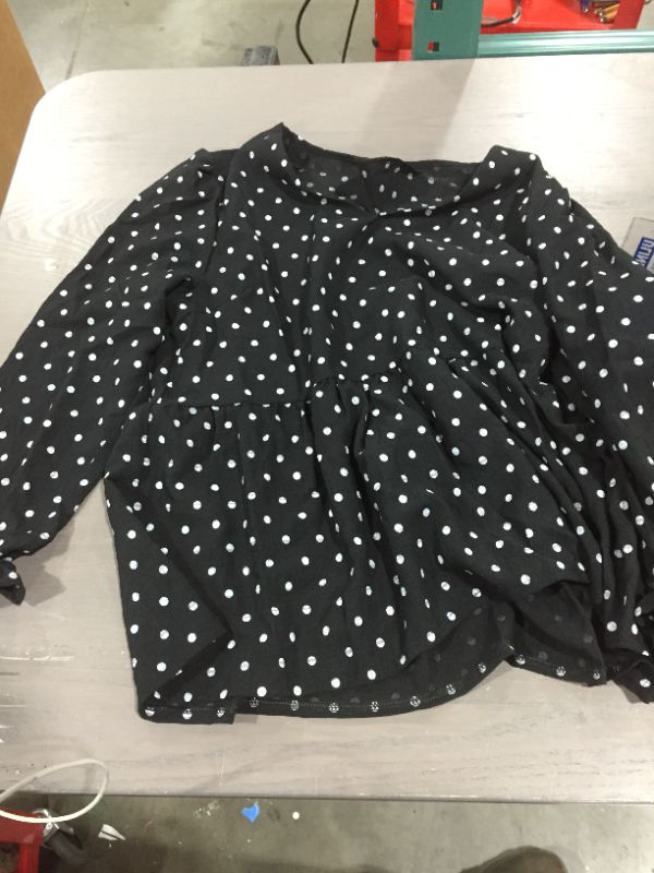 Photo 1 of Womens (XL) Black Polka Dot Open Neck Blouse