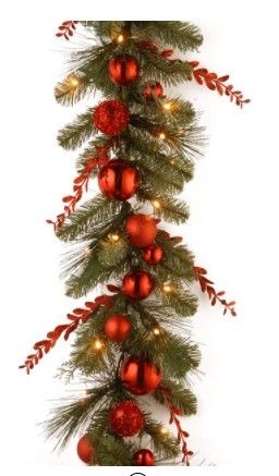 Photo 1 of 9' x 12" Pre-Lit B/O LED Red Mixed Artificial Christmas Garland – Warm White Lights
