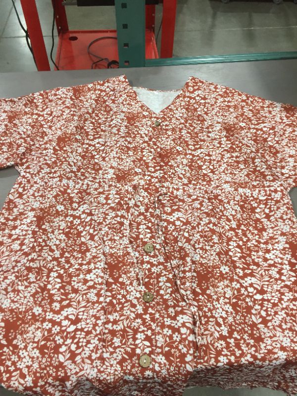 Photo 1 of Womens (L) Orange Floral Button Up Shirt