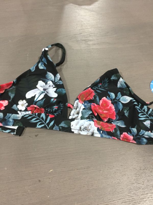 Photo 2 of Womens (S) Red Floral V-Neck Bikini Top
