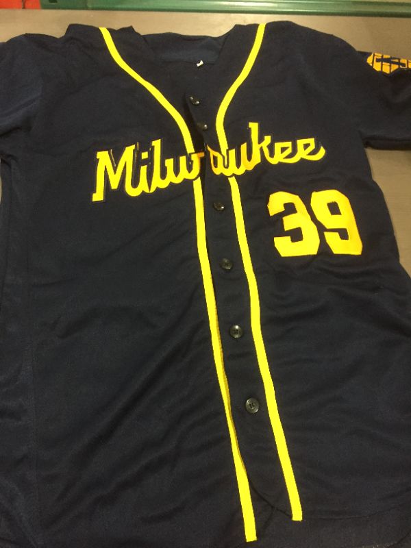 Photo 1 of Milawaukee 'Burnes' 39 Blue Anniversary Jersey NOT AUTHENTIC