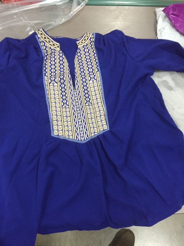 Photo 1 of Womens (XL) Blue Festive Open Neck Shirt