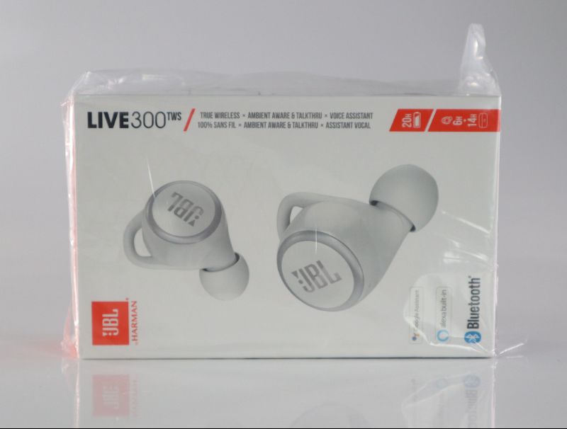 Photo 3 of JBL LIVE 300TWS WIRELESS BLUETOOTH HEADPHONES INSTANT ACCESS TO VOICE ASSISTANTS FOR HANDSFREE STEREO CALLS SWEAT AND WATER RESISTANT 6 HOUR PLAYTIME RECHARGEABLE WIRELESS CHARGING CASE INCLUDED NEW IN BOX SEALED $149.95