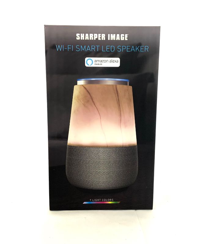 Photo 2 of SHARPER IMAGE AMAZON ALEXA WORKS OVER WIFI WIRELESS BLUETOOTH SPEAKER CHANGES COLOR NEW IN BOX $99
