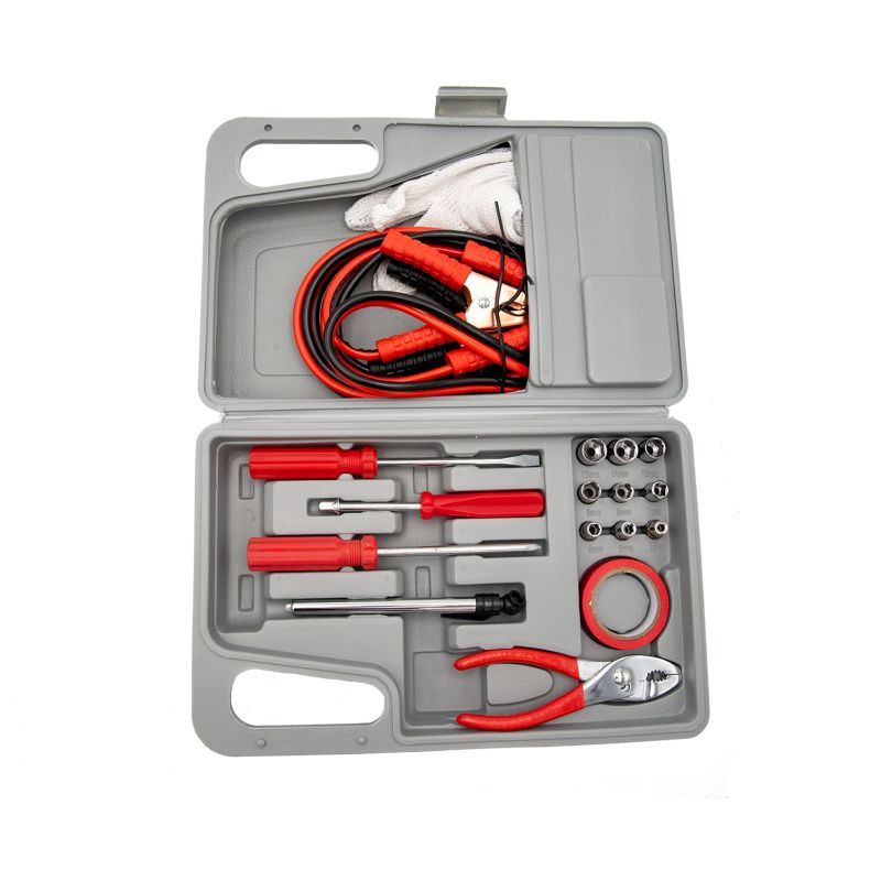 Photo 1 of INTELLIGENT LIVING SOLUTION EMERGENCY 8 PIECE CAR TOOLS SET INCLUDES 1 SET OF 8’ CABLES 1 COTTON WORK GLOVES 1 ROLL OF RED UTILITY TAPE 1 PAIR OF SLIP JOINT PLIERS 1 TIRE GAUGE 1 NINE PC SOCKET SET AND PHILIPS AND SLOTTED SCREWDRIVERS NEW IN TRAVEL CASE
$