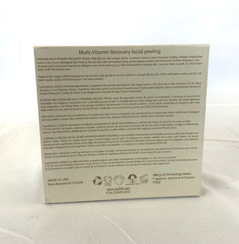 Photo 2 of MSRP $195 : PRESTIGE MULTI VITAMIN RECOVERY FACIAL PEELING STARTS WITH A HYALURONIC ACID CALLED ALPHA HYDROXY STIMULATING HEALTHY COLLAGEN PRODUCTION EVEN ON DRY AND DAMAGED SKIN 24 KARAT GOLD AND GREEN TEA BOOSTS COLLAGEN NEW IN BOX