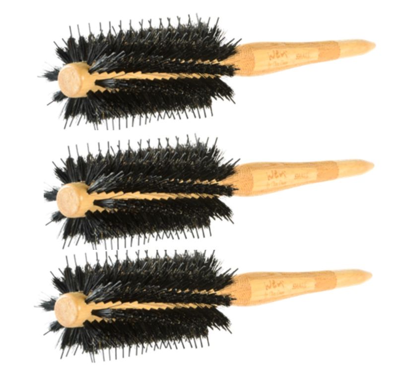 Photo 1 of MSRP $75 : PACK OF 3 ROUND BOAR BRISTLE BRUSH LASER ETCHED HANDLE FOR EASY TO GRIP POINTED TIP FOR SECTIONING AND MORE BRISTLES WOODEN HANDLE DOES NOT ABSORB HEAT SMOOTH POLISHED FINISH NEW