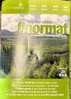 Photo 2 of STANDARD 18IN X 30IN FLOORMAT 96 PERCENT RECYCLED RUBBER NEW
$24.99
