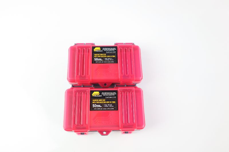 Photo 1 of 2 CASES 100 COUNT HANDGUN AMMO HINGED LID CARRYING CASE LABELS INCLUDED DESIGN RED PIANO NEW  39.99