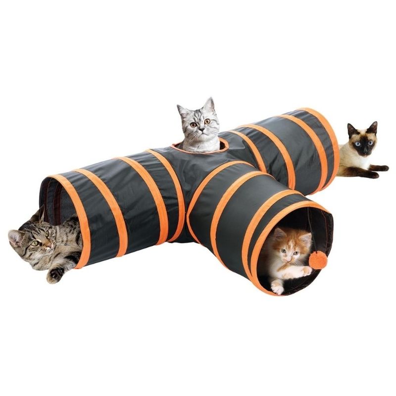 Photo 1 of 3 WAY KITTY FUN TUNNEL COLOR BLACK WITH ORANGE TRIM SIZE MEDIUM 31IN W X 9.5IN TALL NEW IN BOX 
$24.99
